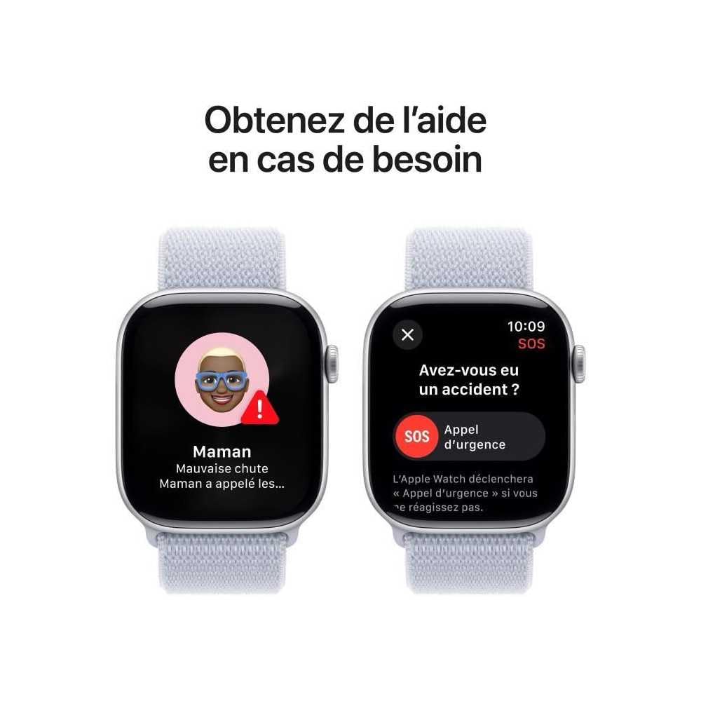 Apple Watch Series 10 (GPS + Cellular 46 mm) Smartwatch mit Aluminiumgehäuse in Silber und Sport Loop in Blaue Wolke (One Size). Fitnesstracker, EKG App, Always-On Retina Display, CO₂ neutral