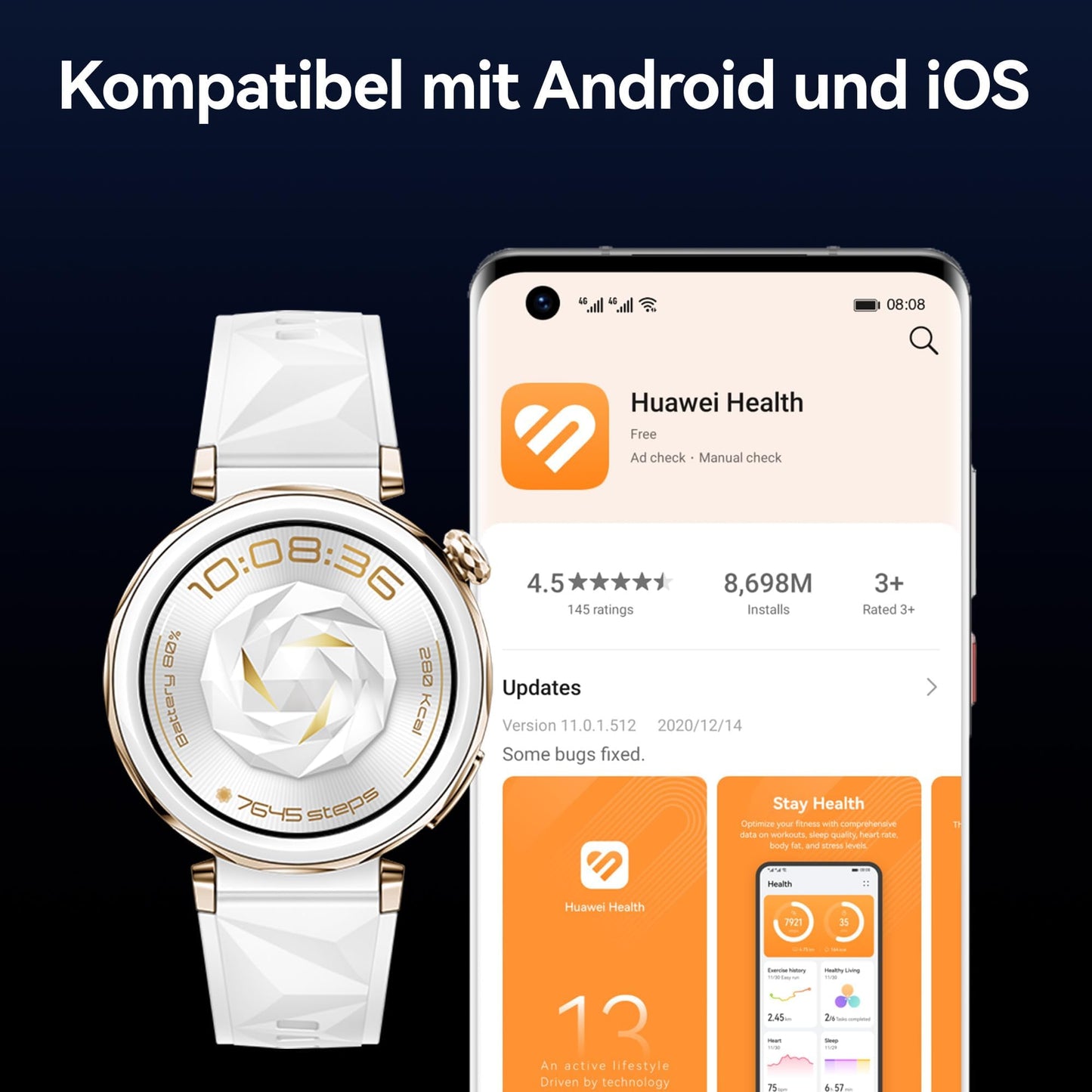 Huawei Watch GT 5 Pro 42mm – Smartwatch Weiß, Keramik, GPS