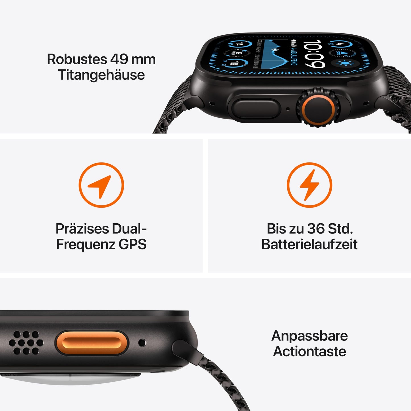 Apple Watch Ultra 2 – Smartwatch 49mm, Schwarz, Präzises GPS & Lange Akkulaufzeit