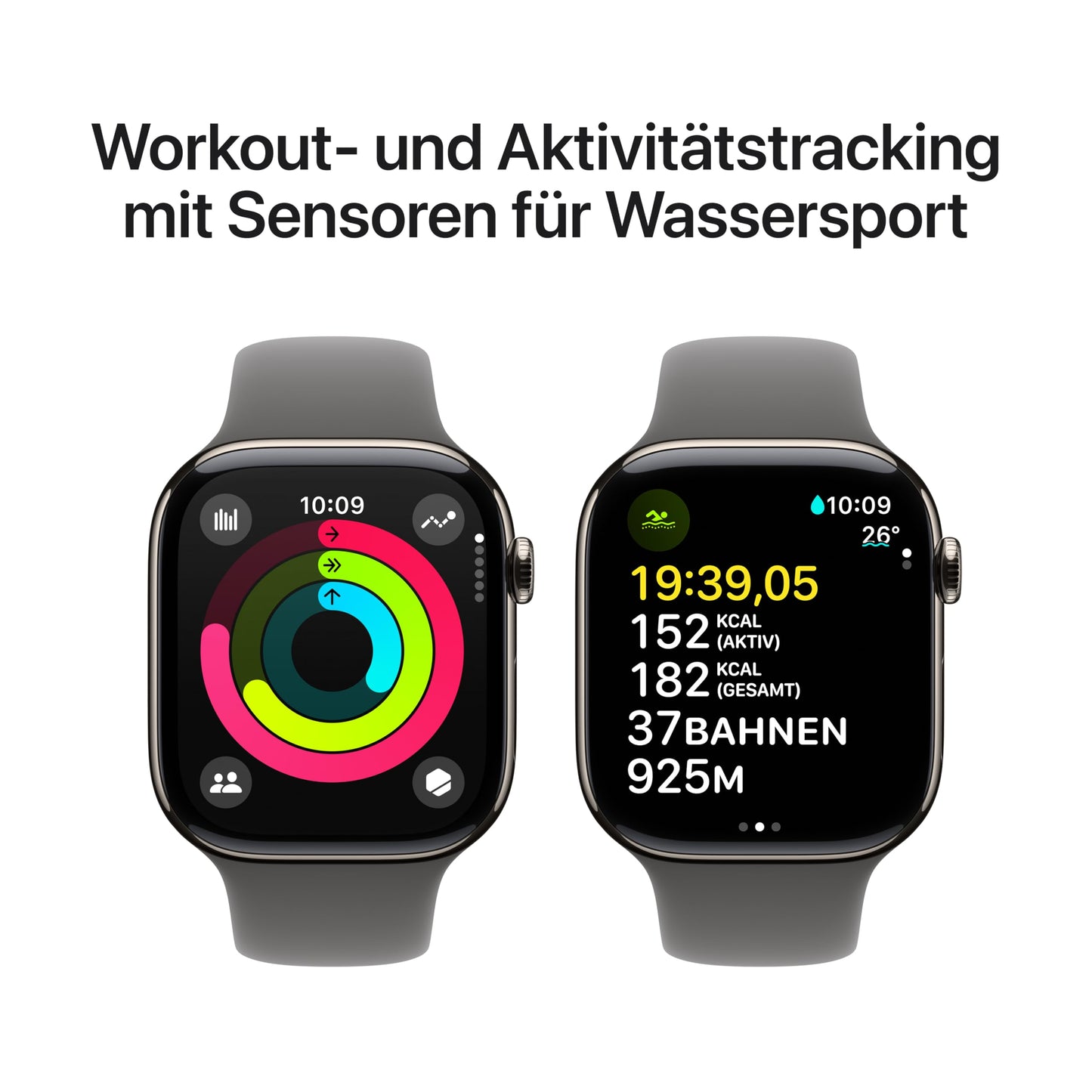 Apple Watch Series 10 – GPS + Cellular 46mm, Titan Natur, Sportarmband Steingrau