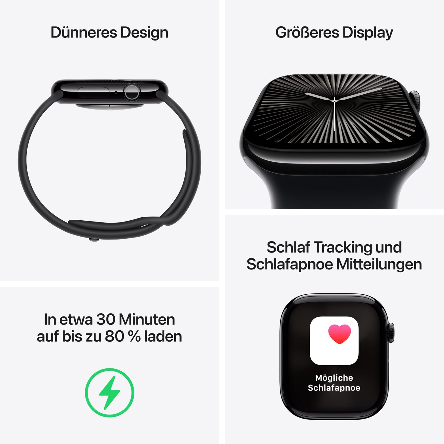 Apple Watch Series 10 – GPS + Cellular 46mm, Titan Schiefer, Sportarmband Schwarz M/L