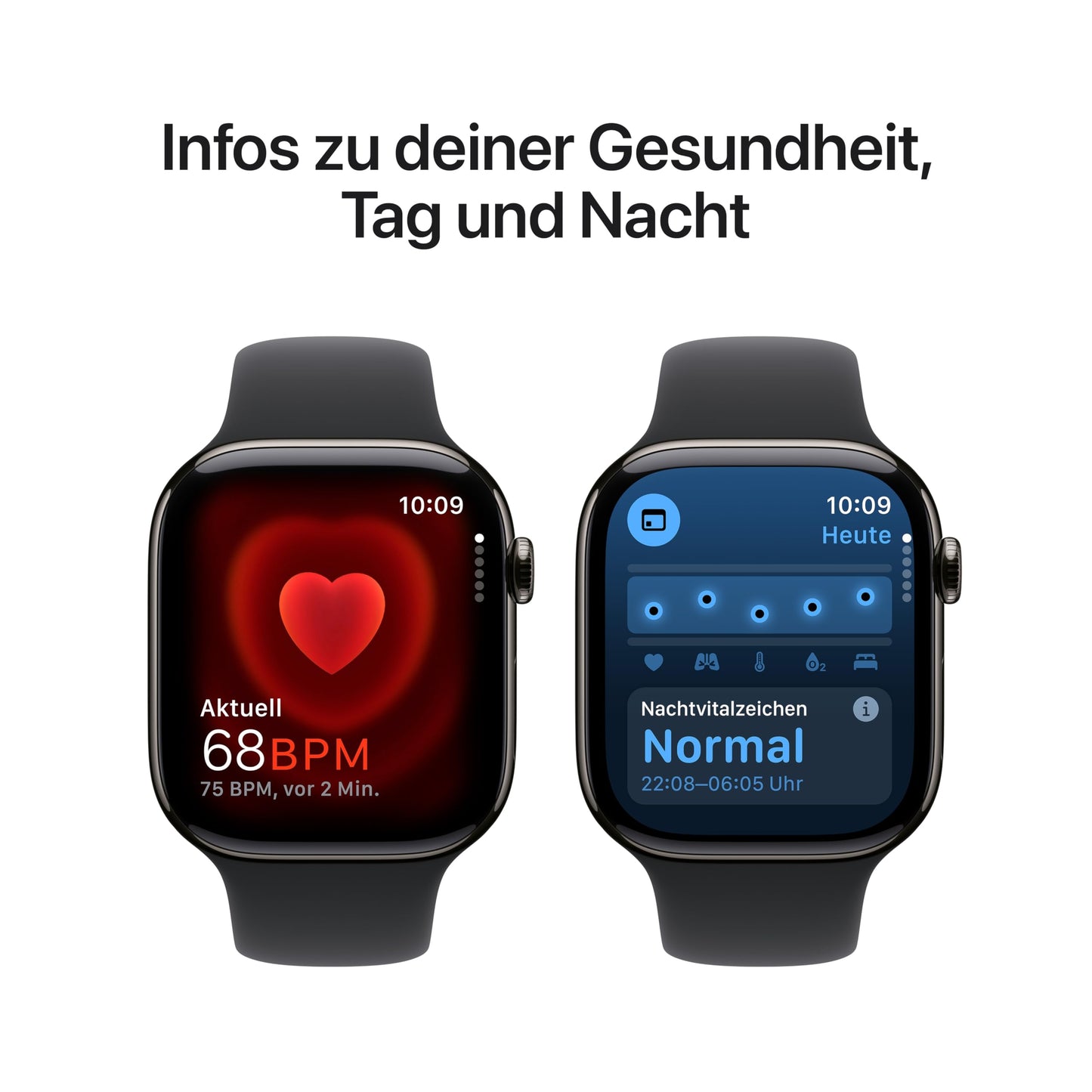 Apple Watch Series 10 – GPS + Cellular 46mm, Titan Schiefer, Sportarmband Schwarz M/L