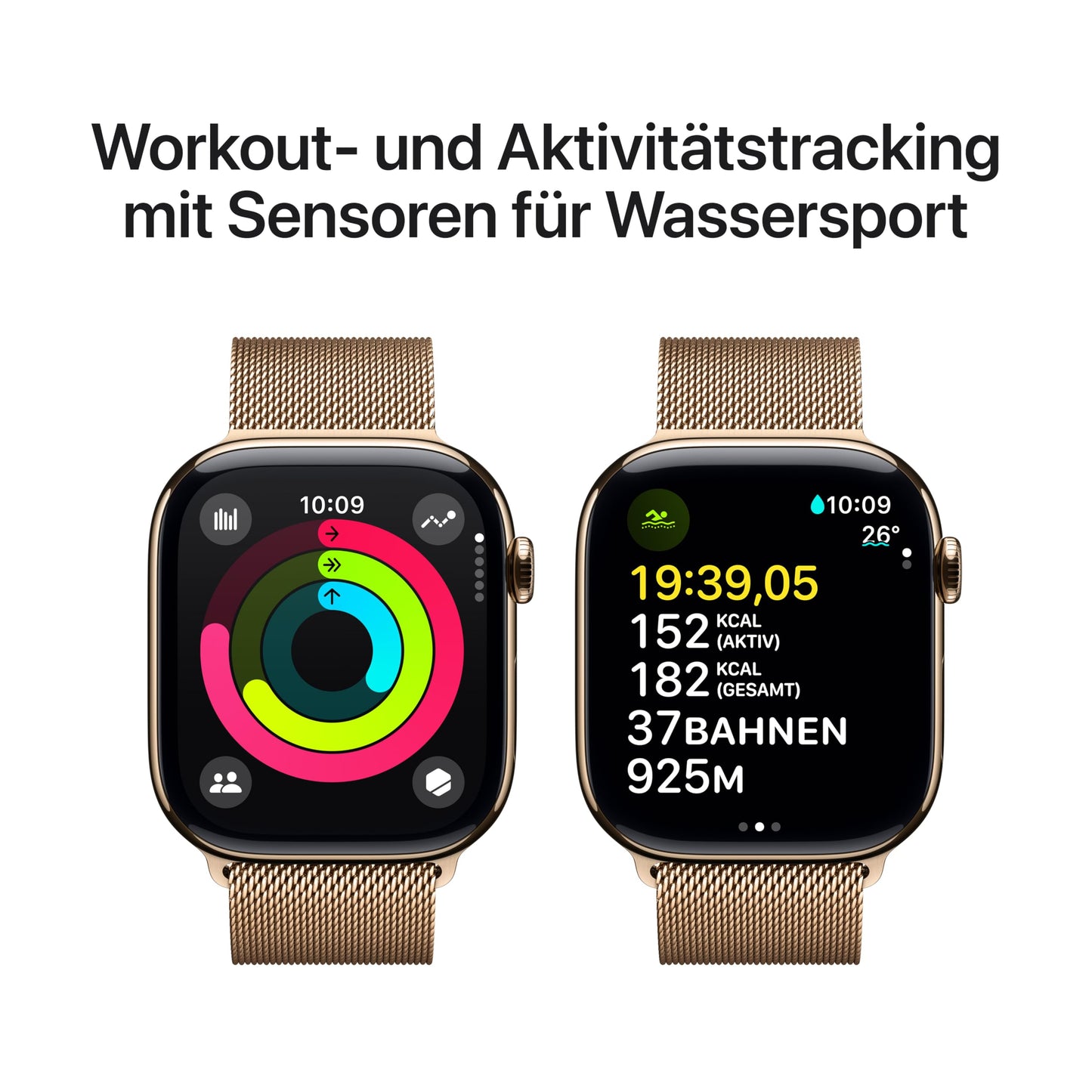 Apple Watch Series 10 – GPS + Cellular 46mm, Titan Gold, Milanaise Armband