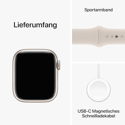 Apple Watch Series 9 – GPS 41mm, Aluminium Polarstern, Sportarmband S/M