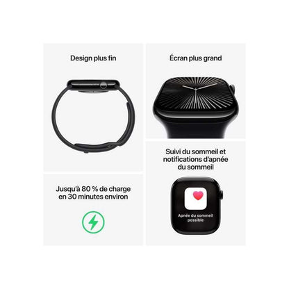 Apple Watch Series 10 (GPS + Cellular 46 mm) Smartwatch mit Aluminiumgehäuse in Silber und Sport Loop in Blaue Wolke (One Size). Fitnesstracker, EKG App, Always-On Retina Display, CO₂ neutral