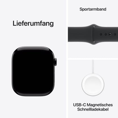 Apple Watch Series 10 – GPS + Cellular 46mm, Aluminium Schwarz, Sportarmband (Generalüberholt)
