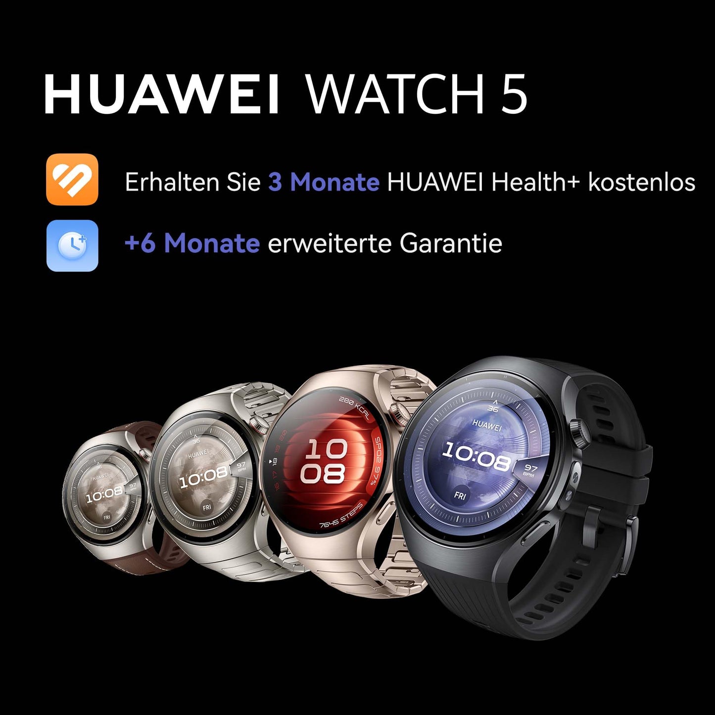 Huawei Watch 5 – Premium Smartwatch, Saphirglas, 5ATM Wasserdicht