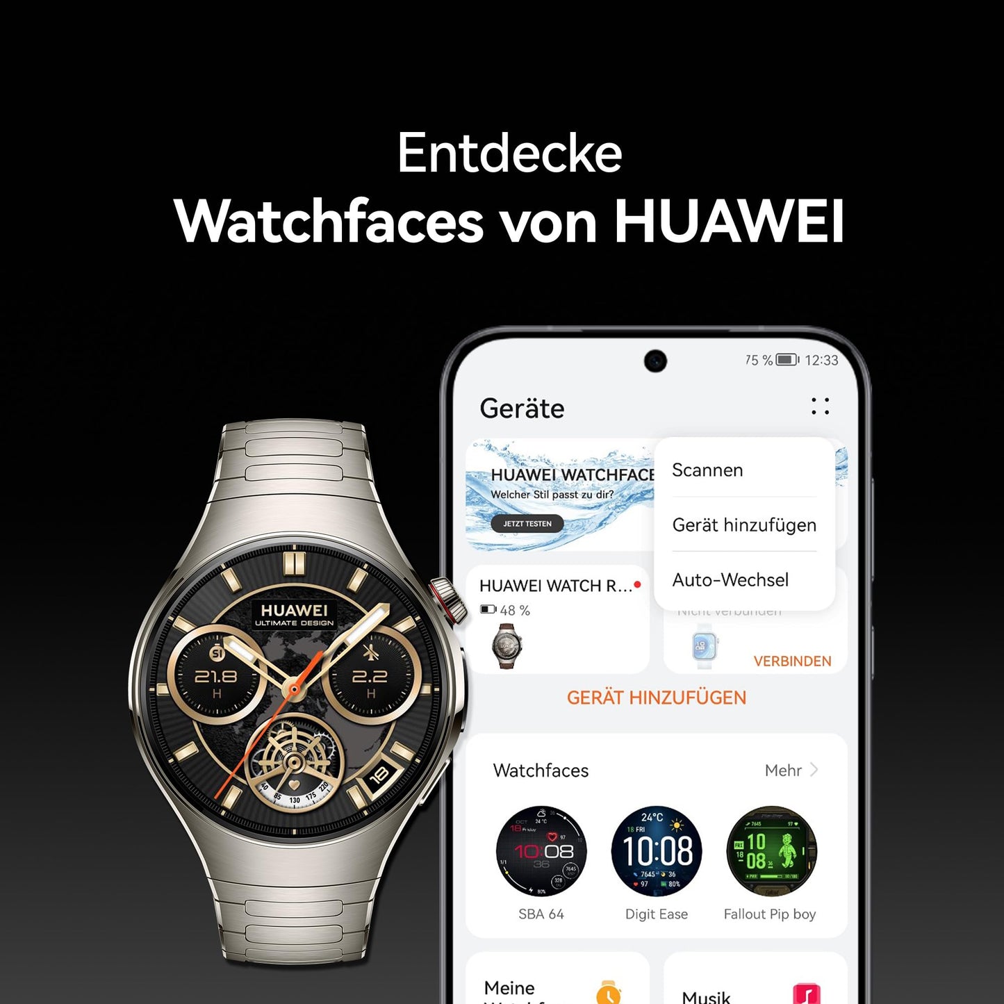 Huawei Watch 5 – Premium Smartwatch, Saphirglas, 5ATM Wasserdicht