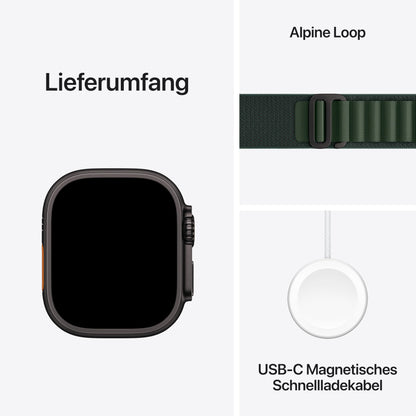 Apple Watch Ultra 2 – GPS + Cellular 49mm, Titane Noir, Alpine Loop Vert