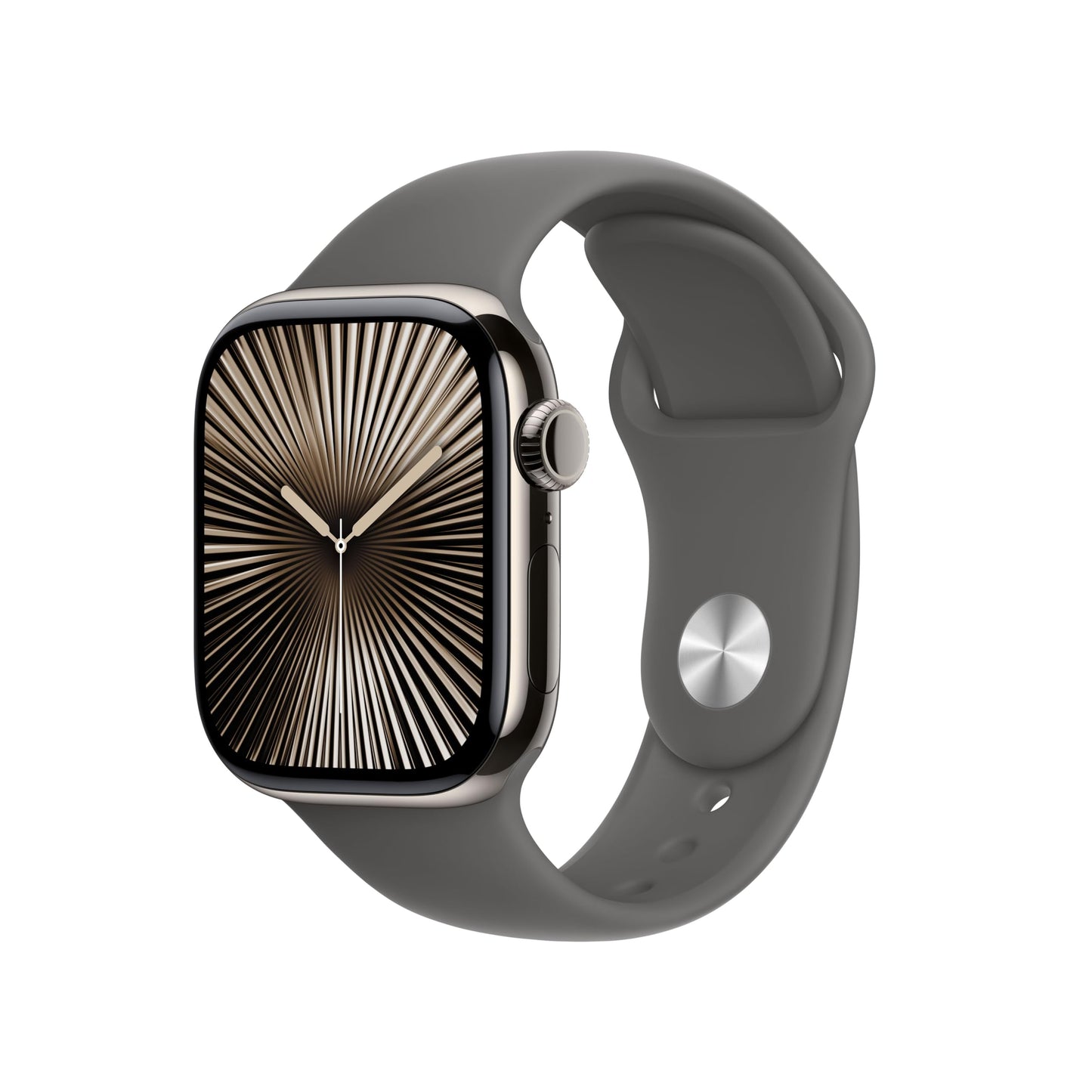 Apple Watch Series 10 – GPS + Cellular 42mm, Titan Natur, Sportarmband Steingrau