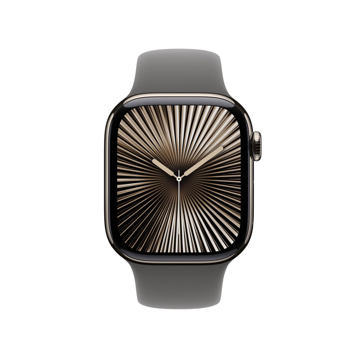 Apple Watch Series 10 – GPS + Cellular 42mm, Titan Natur, Sportarmband Steingrau