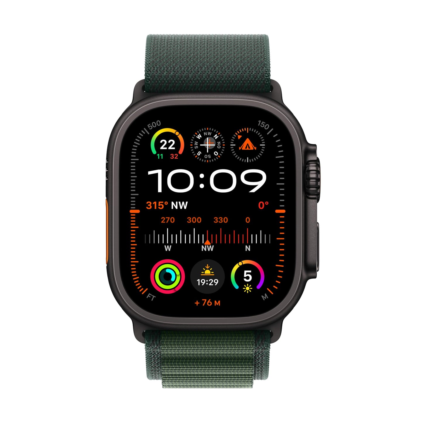Apple Watch Ultra 2 – GPS + Cellular 49mm, Titane Noir, Alpine Loop Vert
