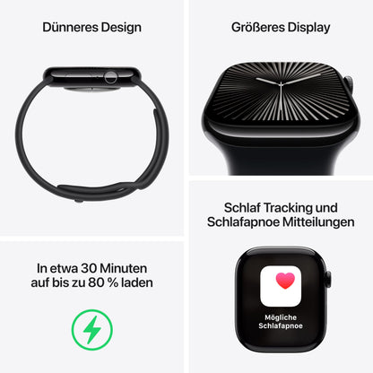 Apple Watch Series 10 – GPS + Cellular 46mm, Titan Natur, Sportarmband Steingrau