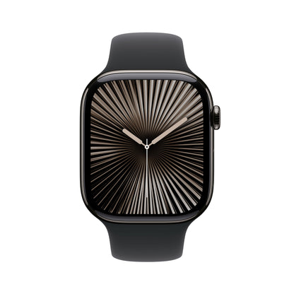 Apple Watch Series 10 – GPS + Cellular 46mm, Titan Schiefer, Sportarmband Schwarz M/L