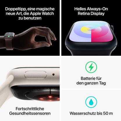 Apple Watch Series 9 – GPS 41mm, Aluminium Polarstern, Sportarmband S/M