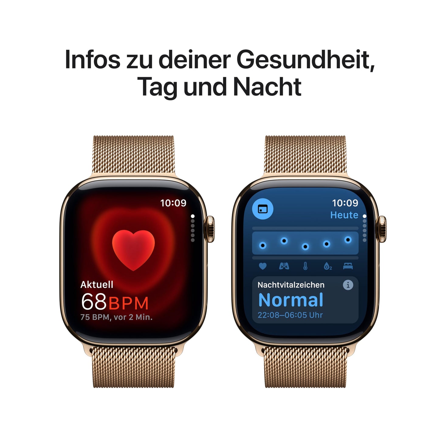 Apple Watch Series 10 – GPS + Cellular 46mm, Titan Gold, Milanaise Armband