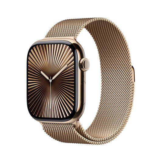 Apple Watch Series 10 – GPS + Cellular 46mm, Titan Gold, Milanaise Armband